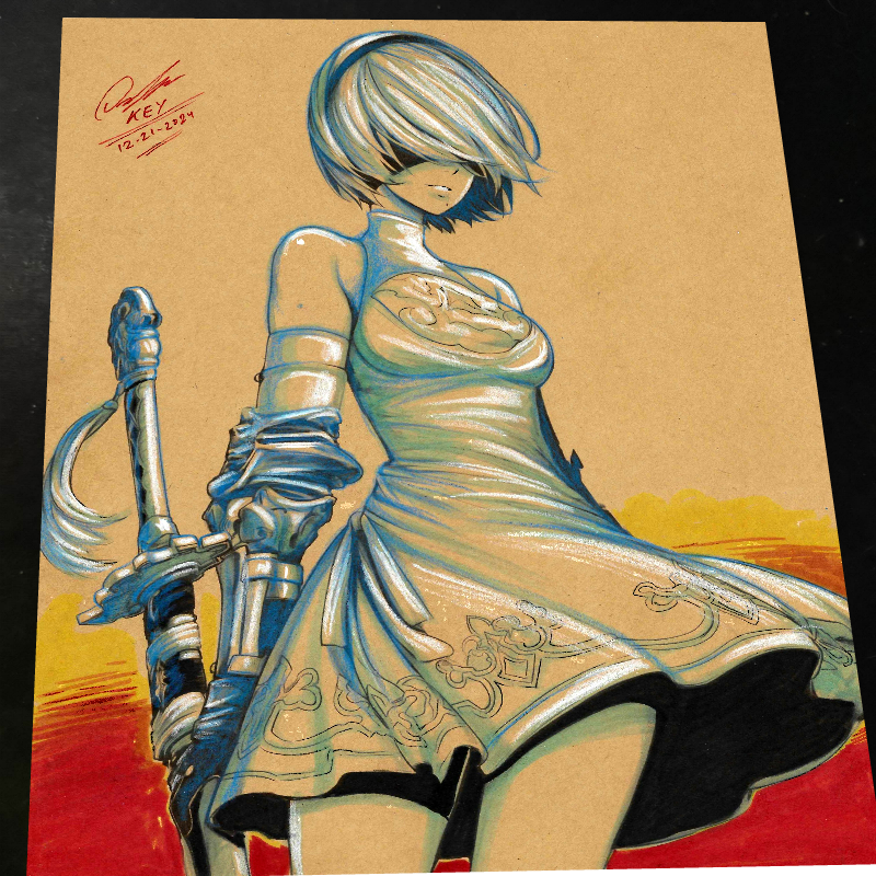Nier Automata Art Print Signed 8.5x11 | Art by Keyeske