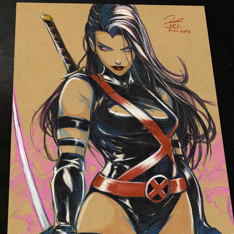 Psylocke Art Print Signed 8.5x11 | Art by Keyeske