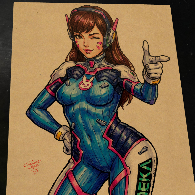 D.Va Overwatch Art Print Signed 8.5x11 | Art by Keyeske