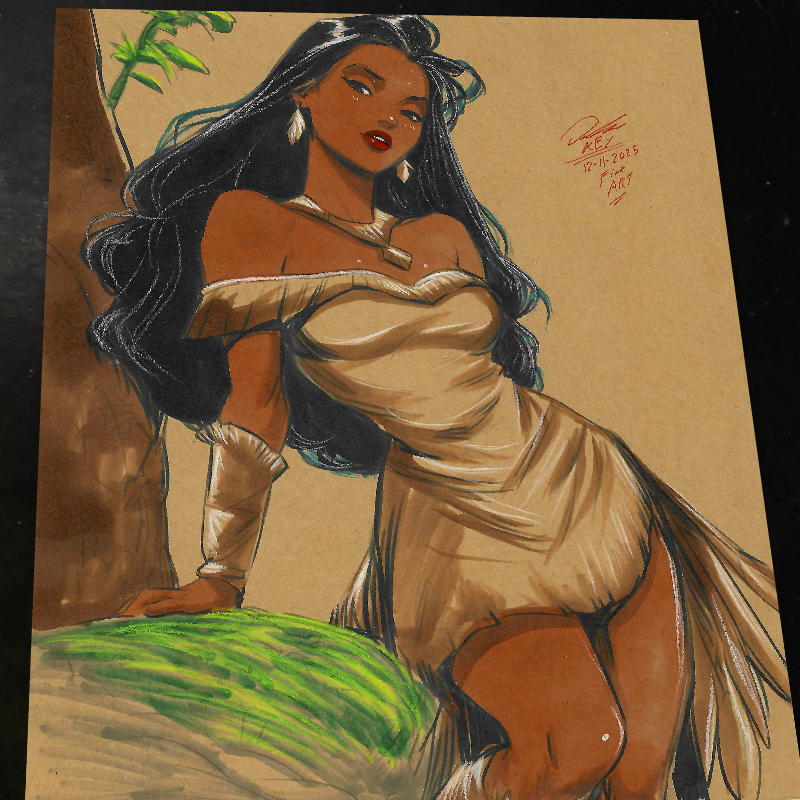 Pocahontas Art Print Signed 8.5x11 | Art by Keyeske