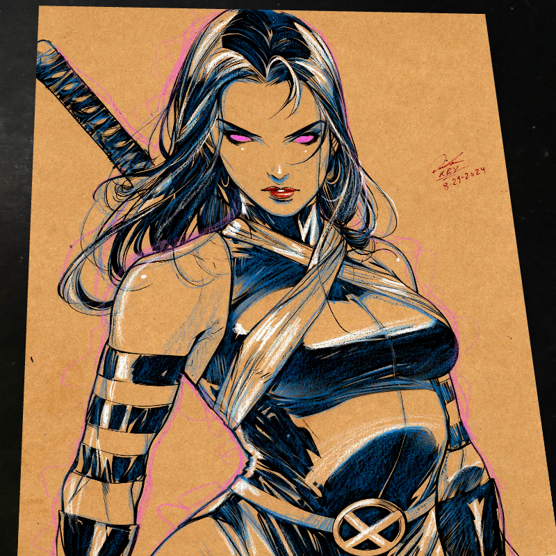 Psylocke Art Print Signed 8.5x11 | Art by Keyeske