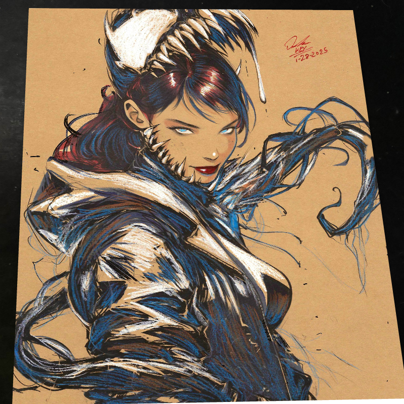 Mary Jane x Venom Art Print Signed 8.5x11 | Art by Keyeske