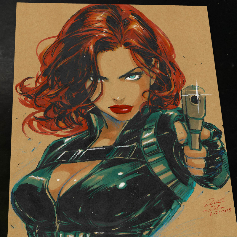 Black Widow Marvel Art Print Signed 8.5x11 | Art by Keyeske