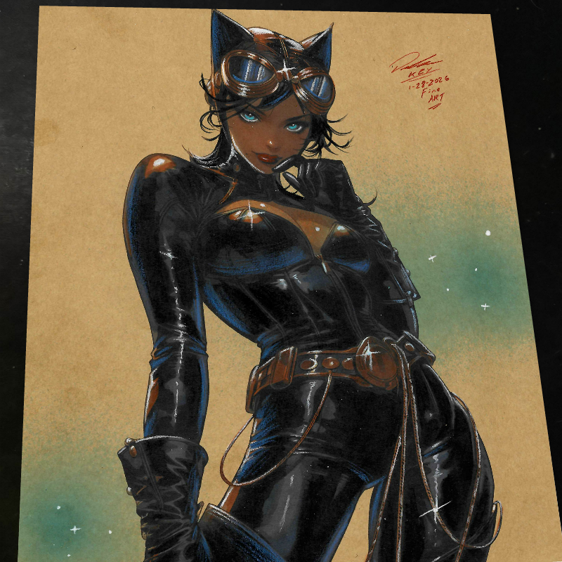 Catwoman Art Print Signed 8.5x11 | Art by Keyeske
