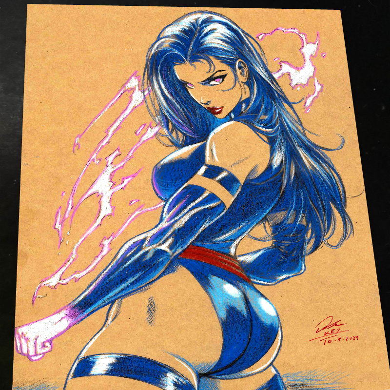 Psylocke Art Print Signed 8.5x11 | Art by Keyeske