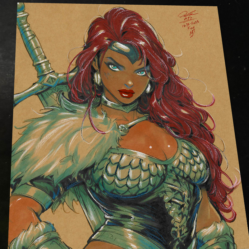 Red Sonja Art Print Signed 8.5x11 | Art by Keyeske