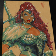 Red Sonja Art Print Signed 8.5x11 | Art by Keyeske