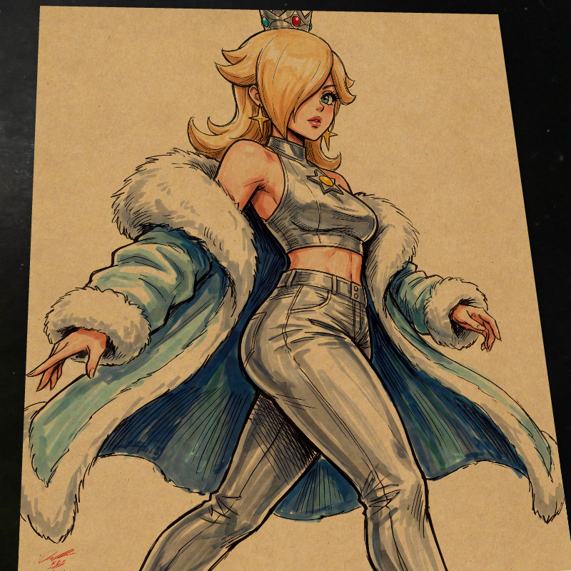 Rosalina Super Mario Nintendo Art Print Signed 8.5x11 | Art by Keyeske
