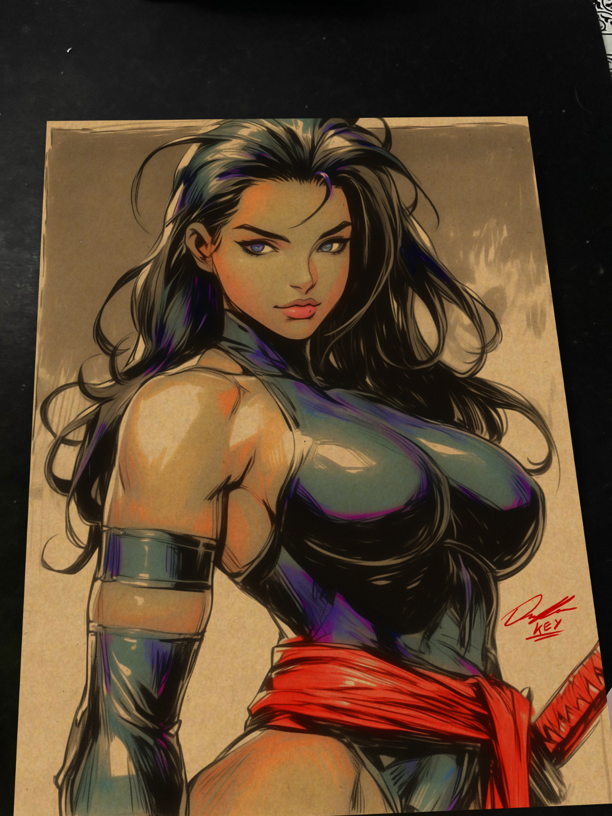 Psylocke Art Print Signed 8.5x11 | Art by Keyeske