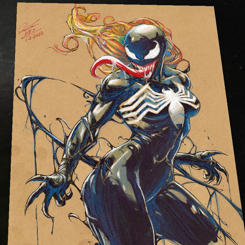 Gwen Stacy x Venom Art Print Signed 8.5x11 | Art by Keyeske
