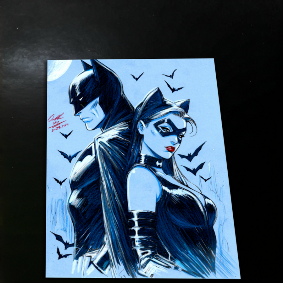 Batman & Catwoman Art Print Signed 8.5x11 | Art by Keyeske