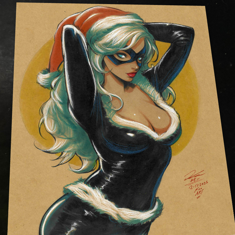 Black Cat Art Print Signed 8.5x11 | Art by Keyeske