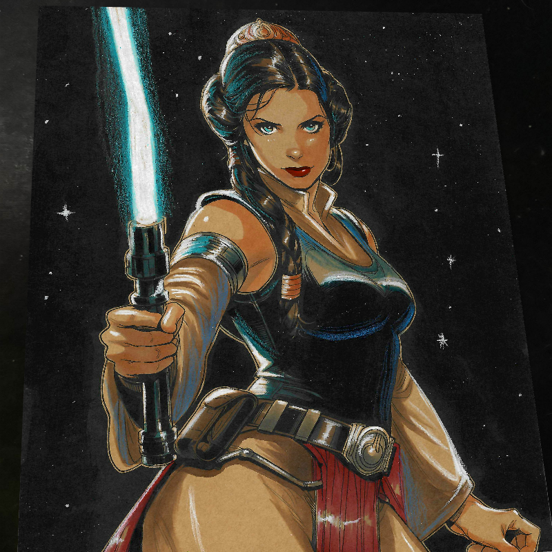 Princess Leia Art Print Signed 8.5x11 | Art by Keyeske