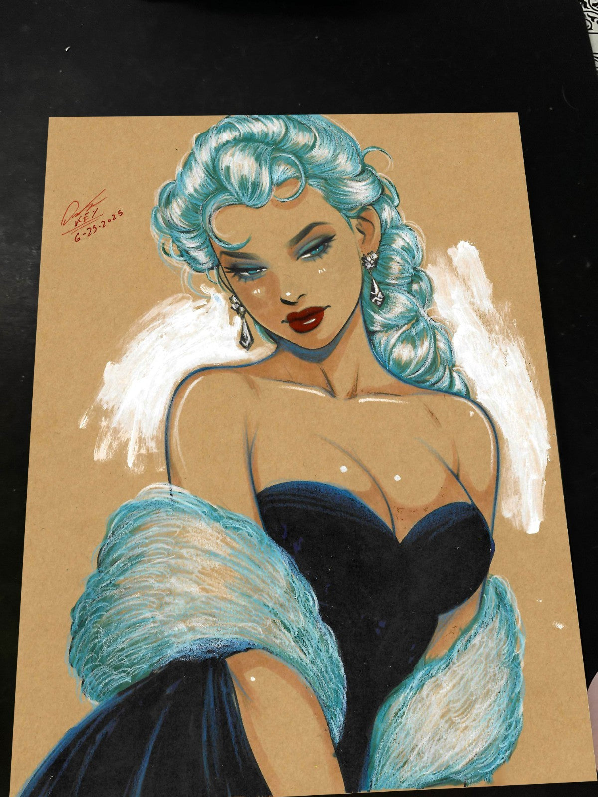 Elsa Frozen Art Print Signed 8.5x11 | Art by Keyeske