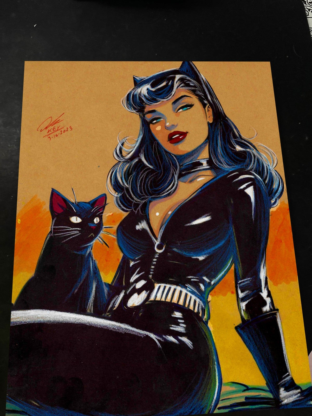Catwoman Art Print Signed 8.5x11 | Art by Keyeske