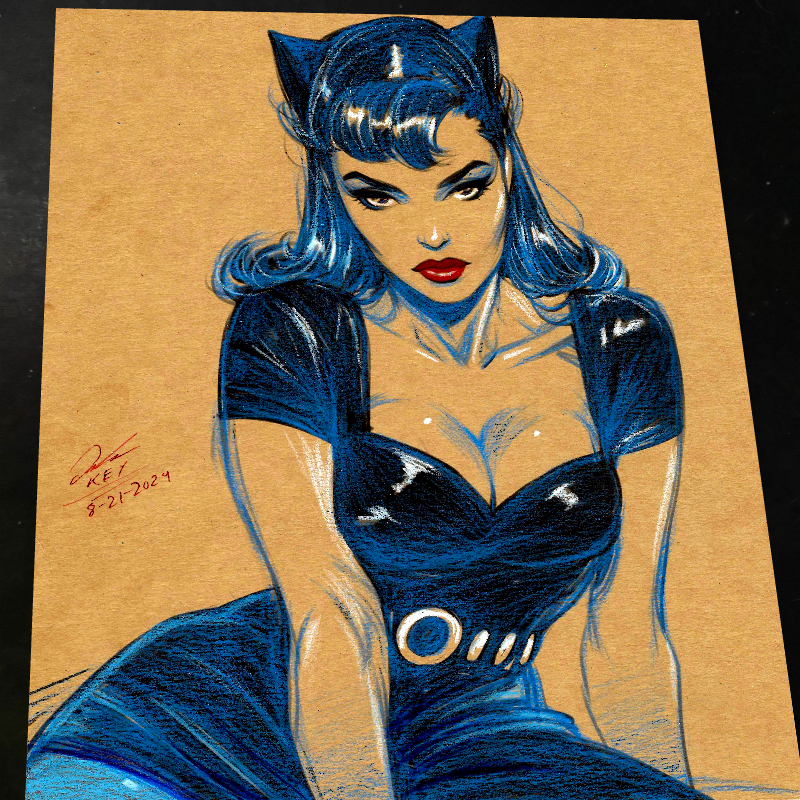 Catwoman Art Print Signed 8.5x11 | Art by Keyeske