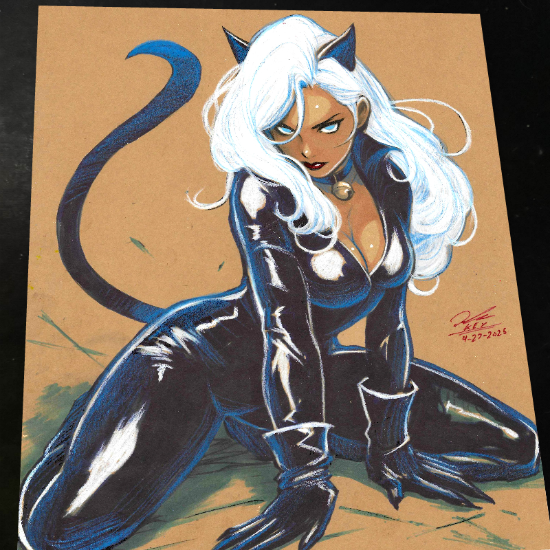 Black Cat Art Print Signed 8.5x11 | Art by Keyeske
