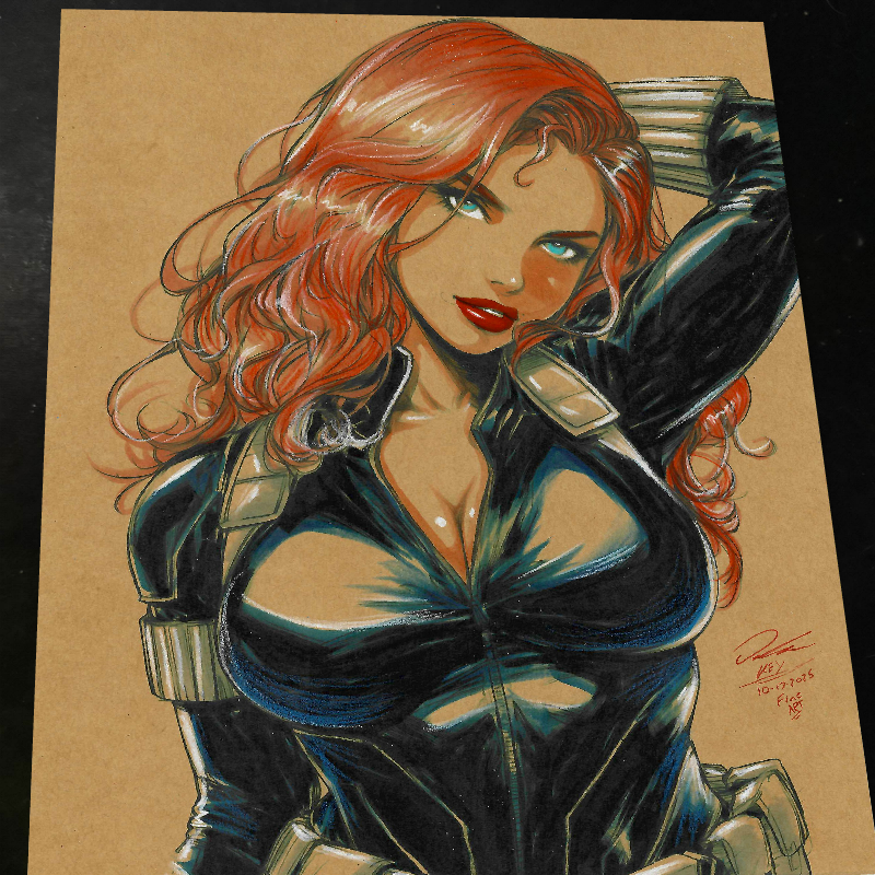 Black Widow Marvel Shoulder Armor Art Print Signed 8.5x11 | Art by Keyeske