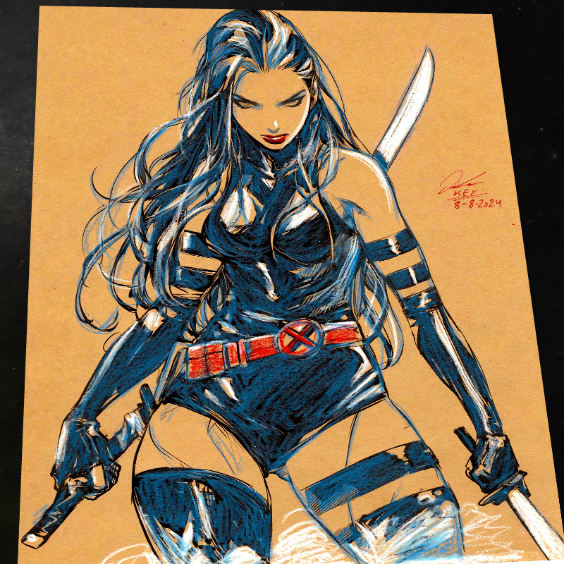Psylocke Art Print Signed 8.5x11 | Art by Keyeske