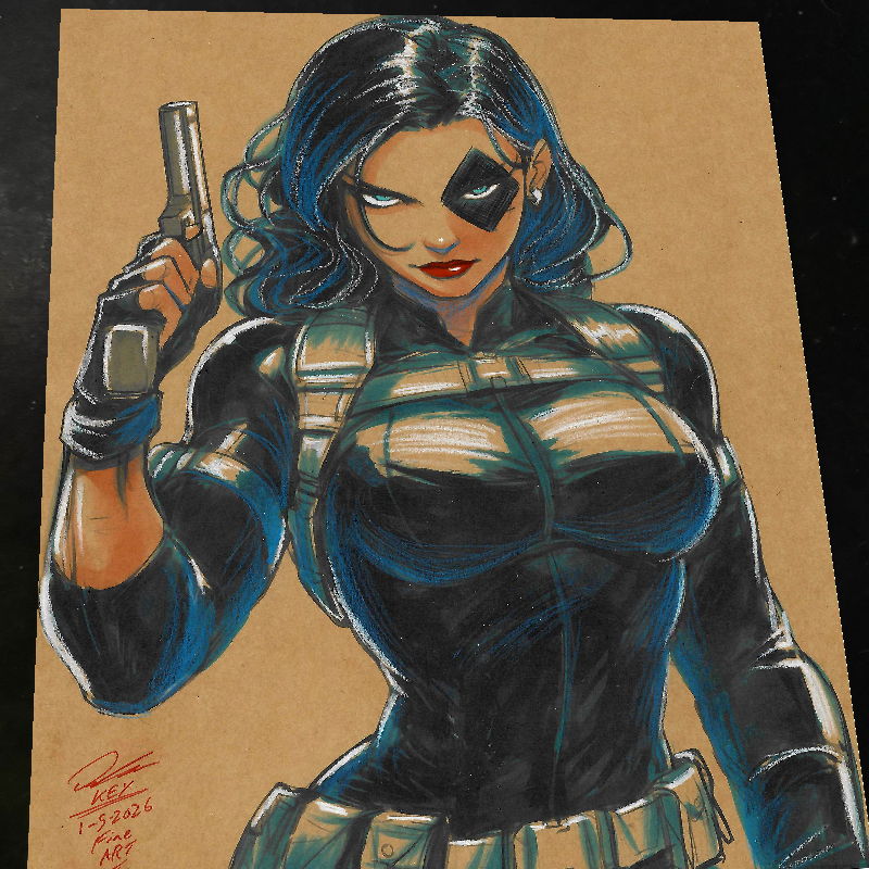 Domino X-Men Art Print Signed 8.5x11 | Art by Keyeske