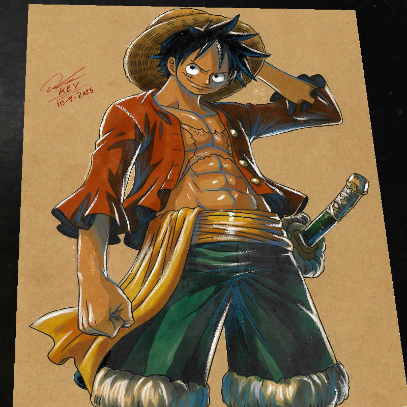 Monkey D. Luffy One Piece Art Print Signed 8.5x11 | Art by Keyeske