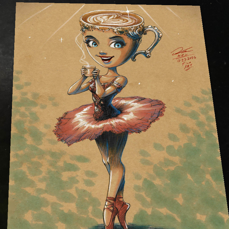 Ballerina Cappuccina Italian Brainrot Art Print Signed 8.5x11 | Keyeske