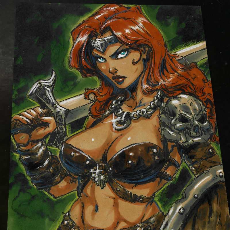 Red Sonja Art Print Signed 8.5x11 | Art by Keyeske