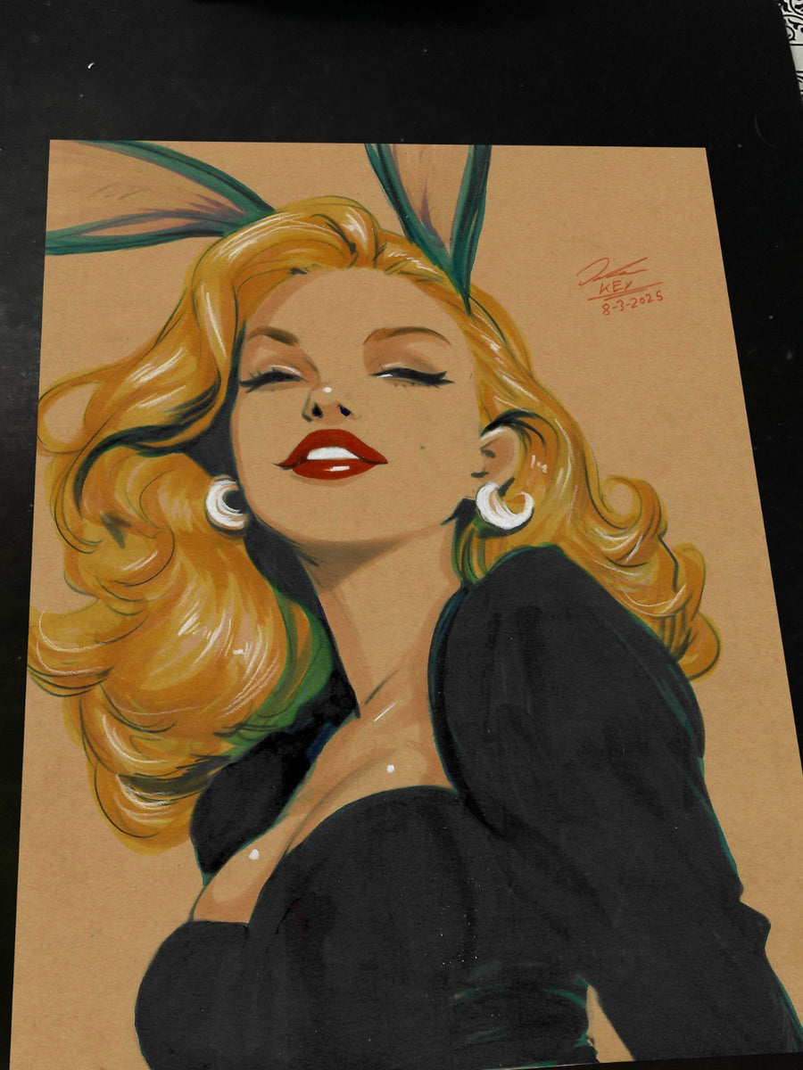 Bunny Girl Original Art Print Signed 8.5x11 | Art by Keyeske