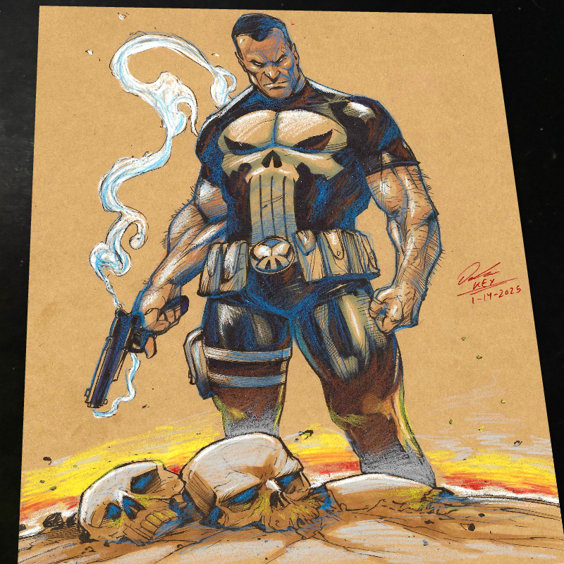 Punisher Art Print Signed 8.5x11 | Art by Keyeske
