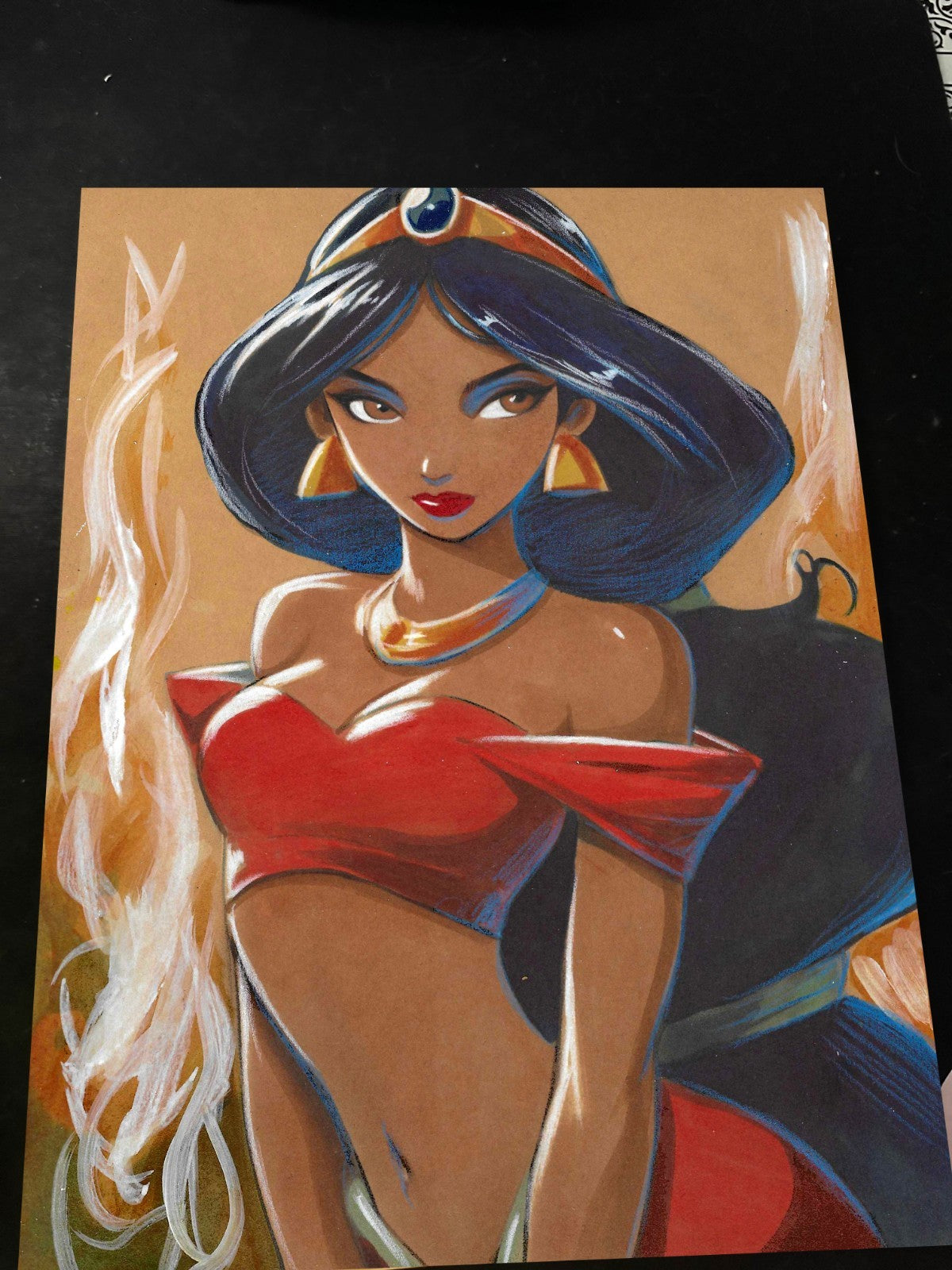 Princess Jasmine Art Print Signed 8.5x11 | Art by Keyeske
