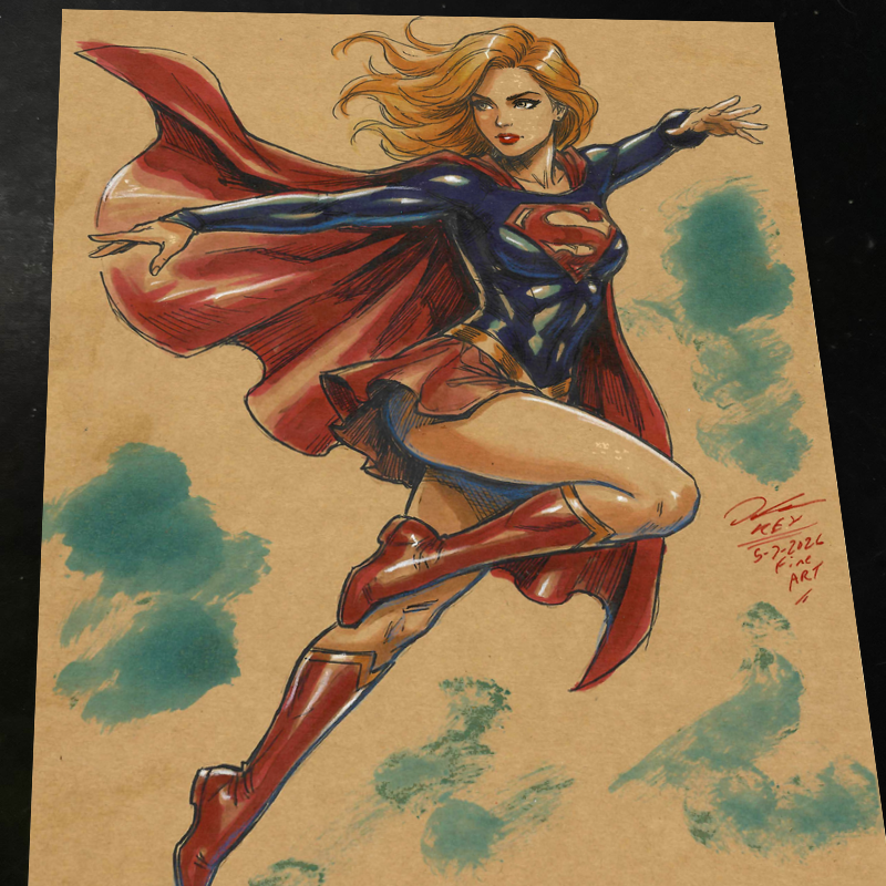Supergirl DC Art Print Signed 8.5x11 | Art by Keyeske