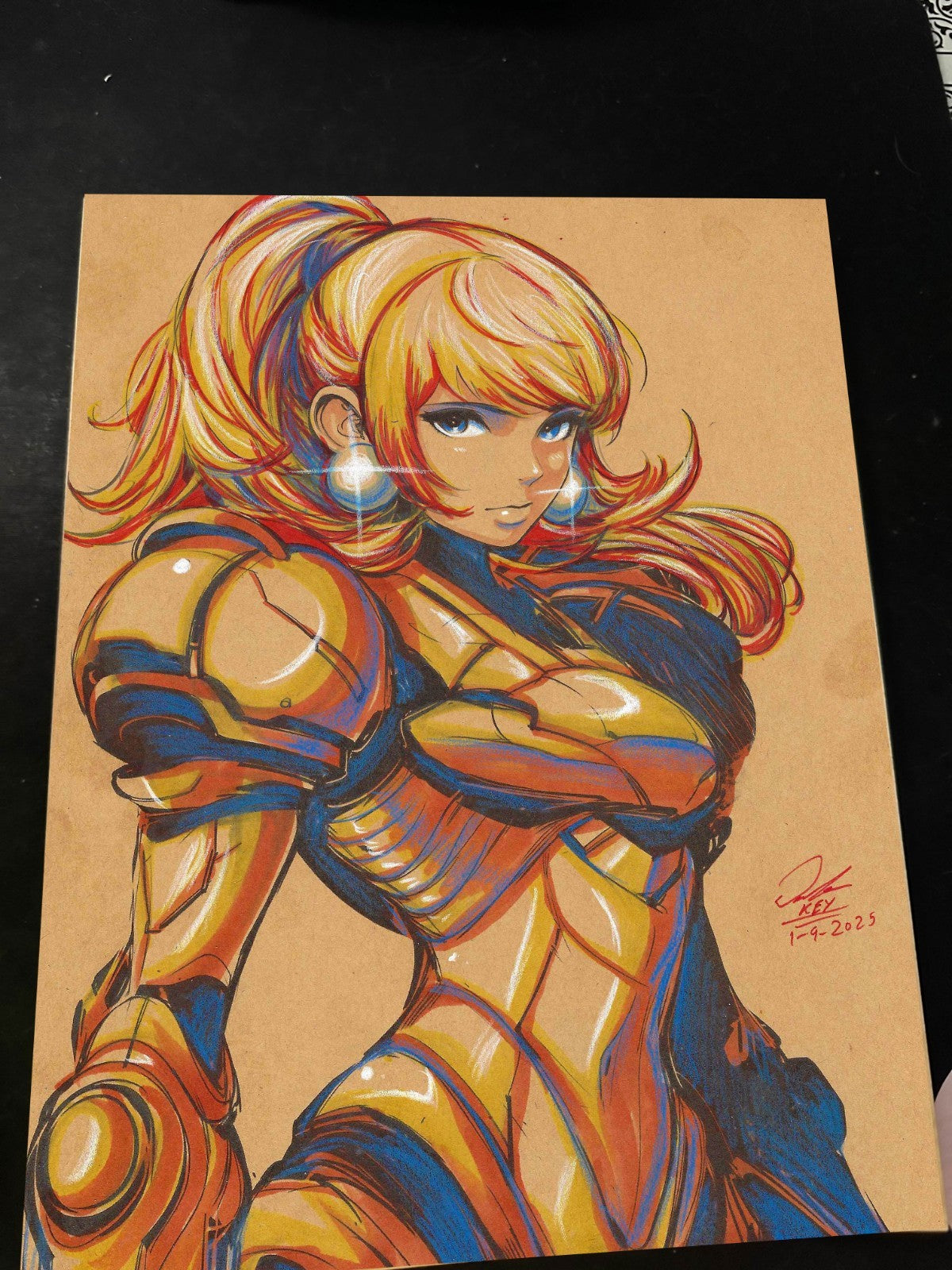 Samus Aran Super Metroid Art Print Signed 8.5x11 | Art by Keyeske