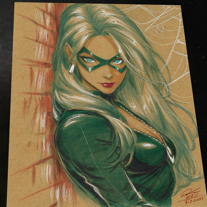 Black Cat Art Print Signed 8.5x11 | Art by Keyeske