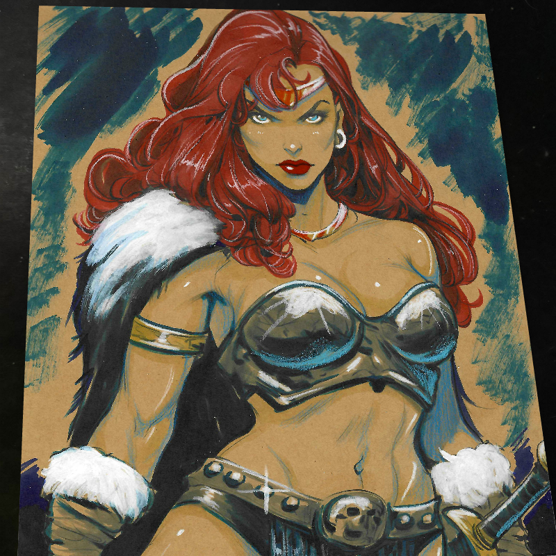 Red Sonja Art Print Signed 8.5x11 | Art by Keyeske