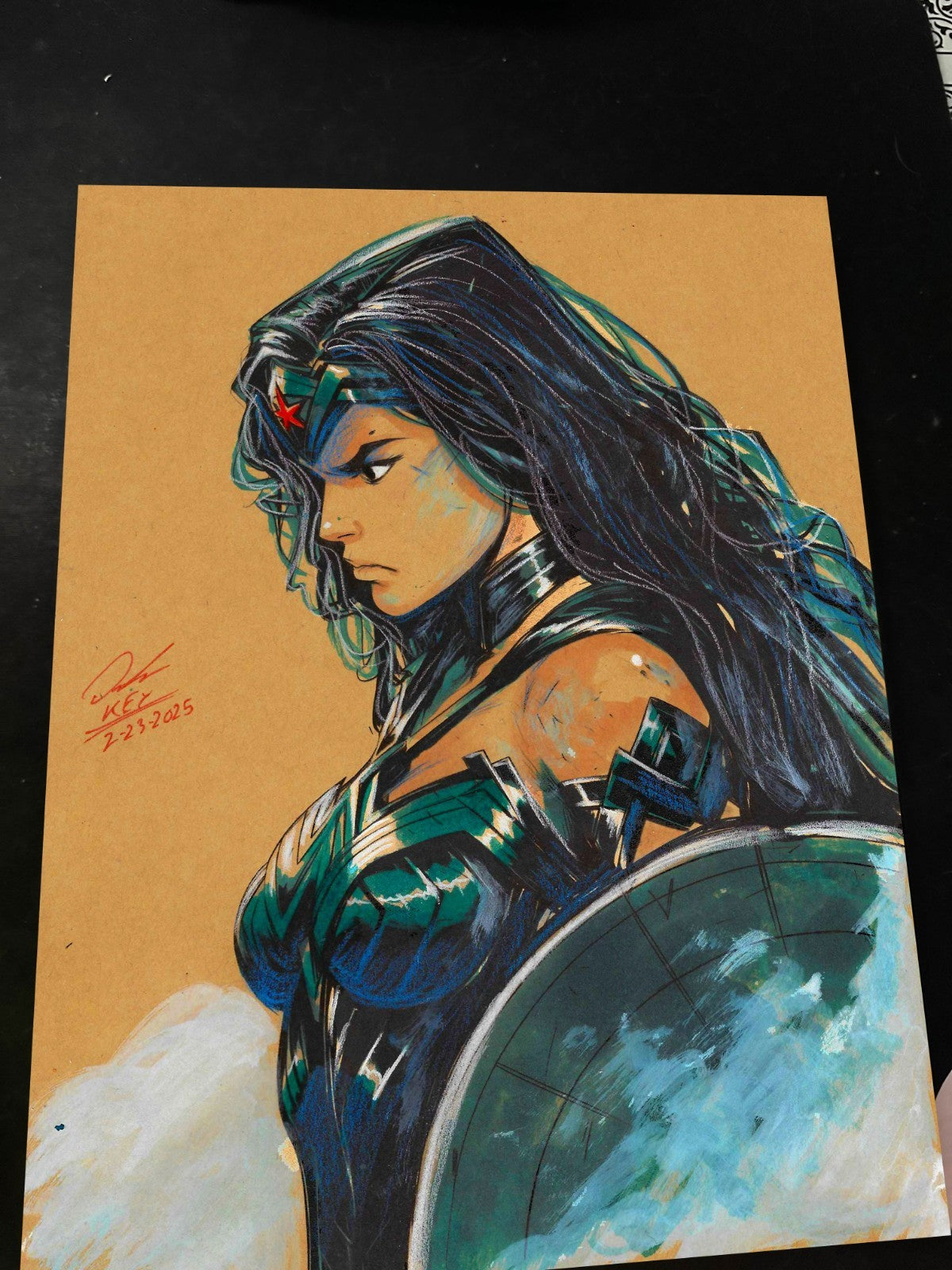 Wonder Woman Art Print Signed 8.5x11 | Art by Keyeske