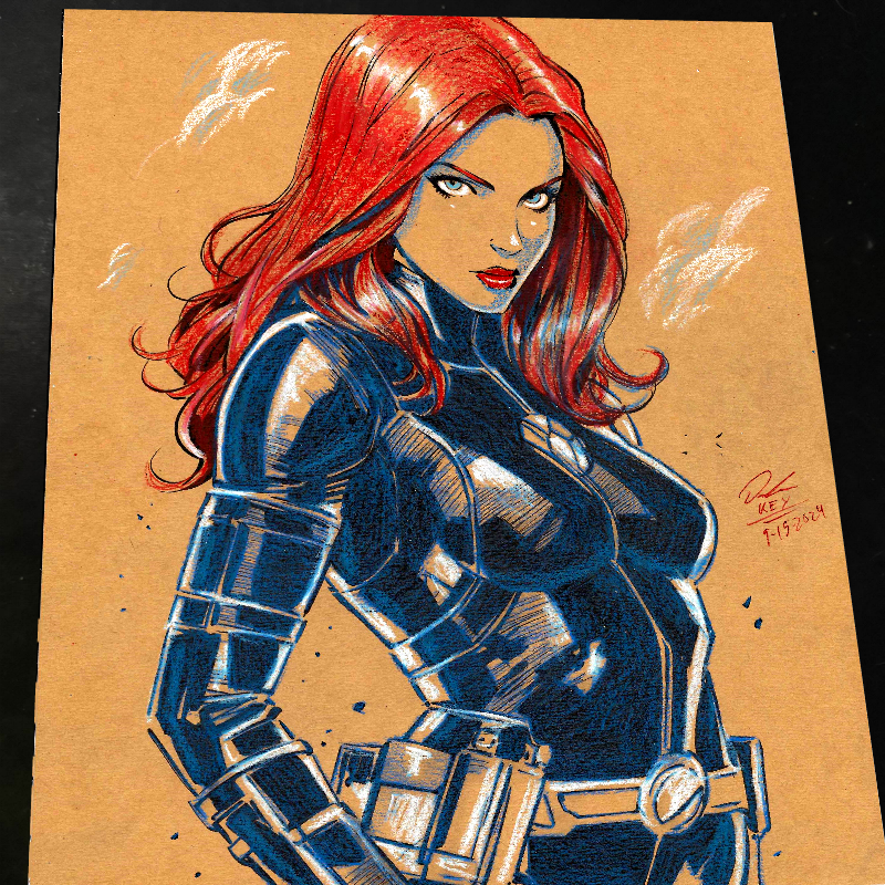 Black Widow Art Print Signed 8.5x11 | Art by Keyeske