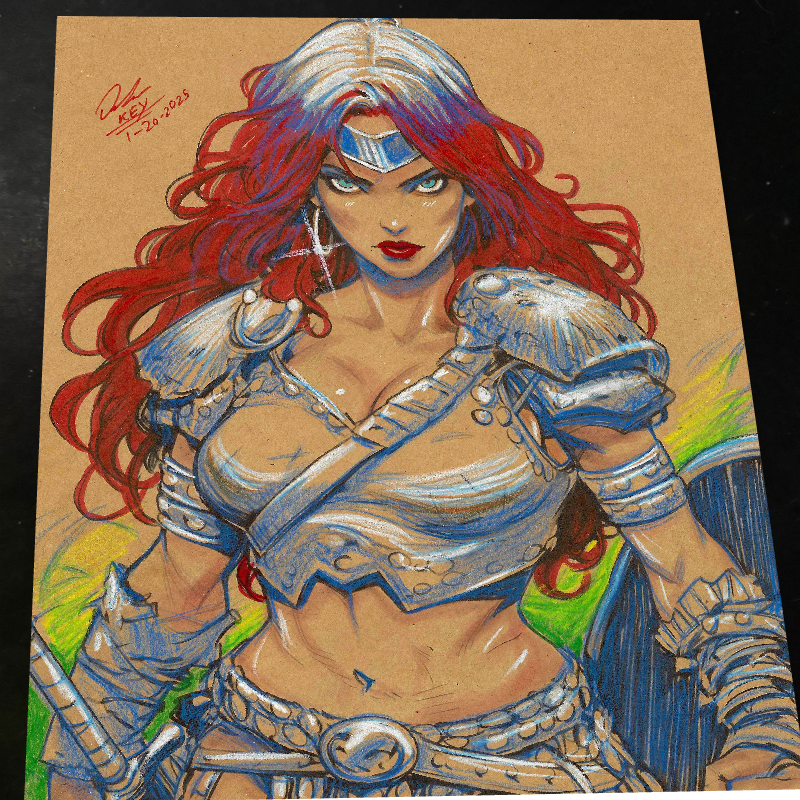 Red Sonja Art Print Signed 8.5x11 | Art by Keyeske