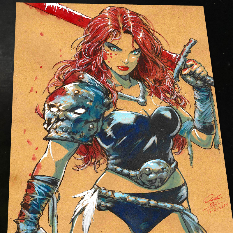 Red Sonja Art Print Signed 8.5x11 | Art by Keyeske