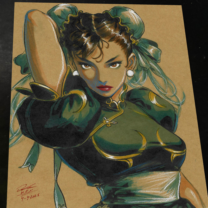 Chun Li Street Fighter Art Print Signed 8.5x11 | Art by Keyeske