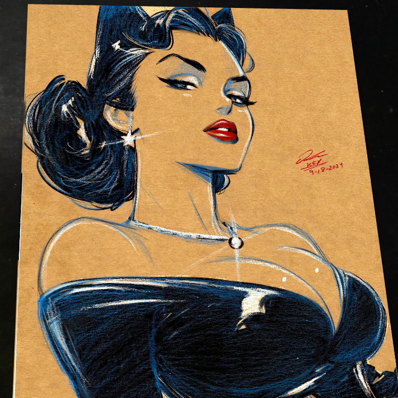 Catwoman Art Print Signed 8.5x11 | Art by Keyeske