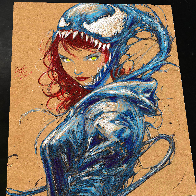 Mary Jane x Venom Art Print Signed 8.5x11 | Art by Keyeske