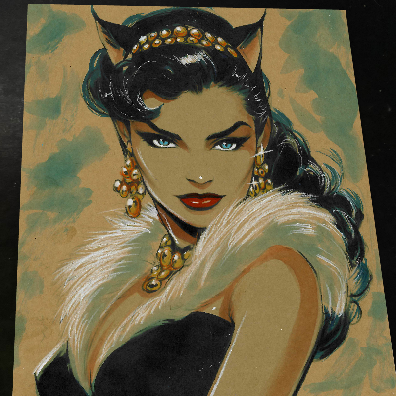 Catwoman Art Print Signed 8.5x11 | Art by Keyeske