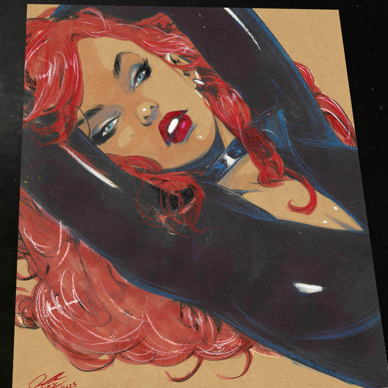 Black Widow Art Print Signed 8.5x11 | Art by Keyeske