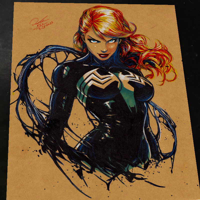 Gwen Stacy x Venom Art Print Signed 8.5x11 | Art by Keyeske