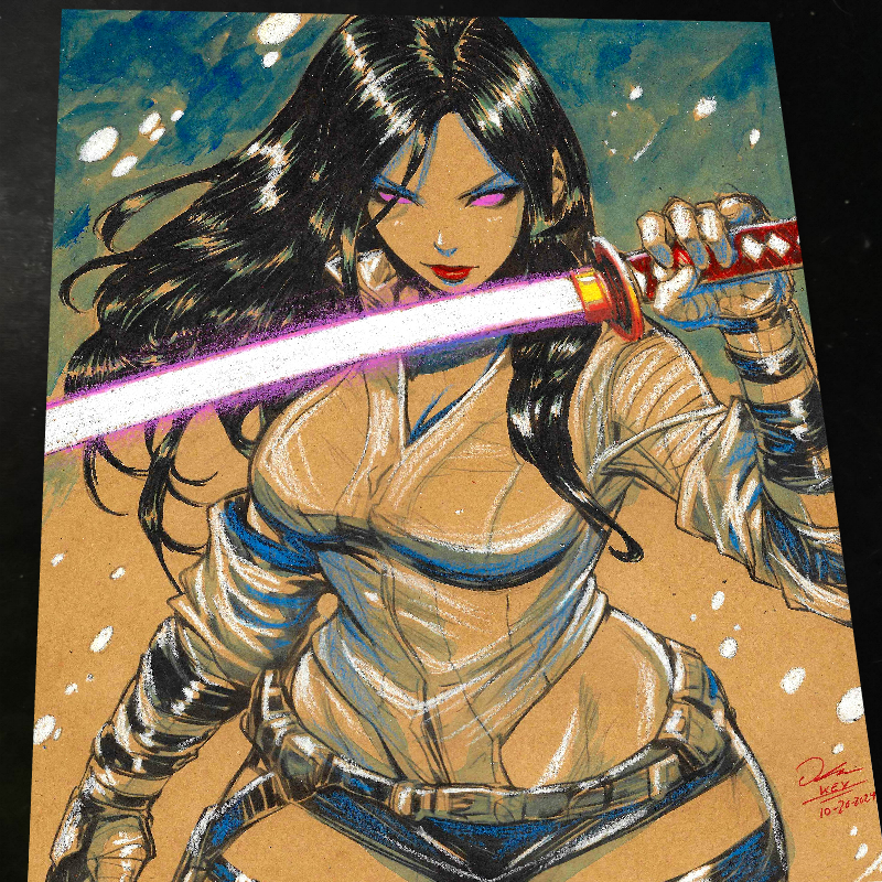 Psylocke Art Print Signed 8.5x11 | Art by Keyeske
