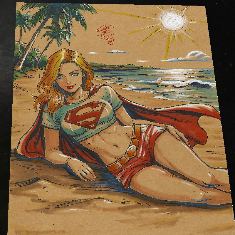 Supergirl DC Art Print Signed 8.5x11 | Art by Keyeske