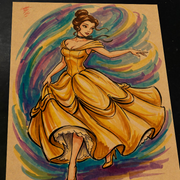 Belle Disney Beauty and the Beast Art Print Signed 8.5x11 | Art by Keyeske