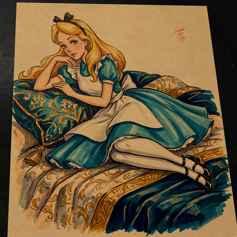Alice in Wonderland Art Print Signed 8.5x11 | Art by Keyeske