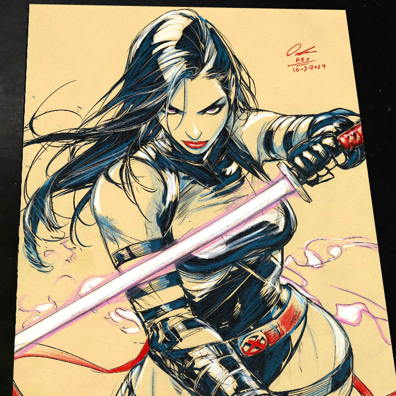 Psylocke Art Print Signed 8.5x11 | Art by Keyeske