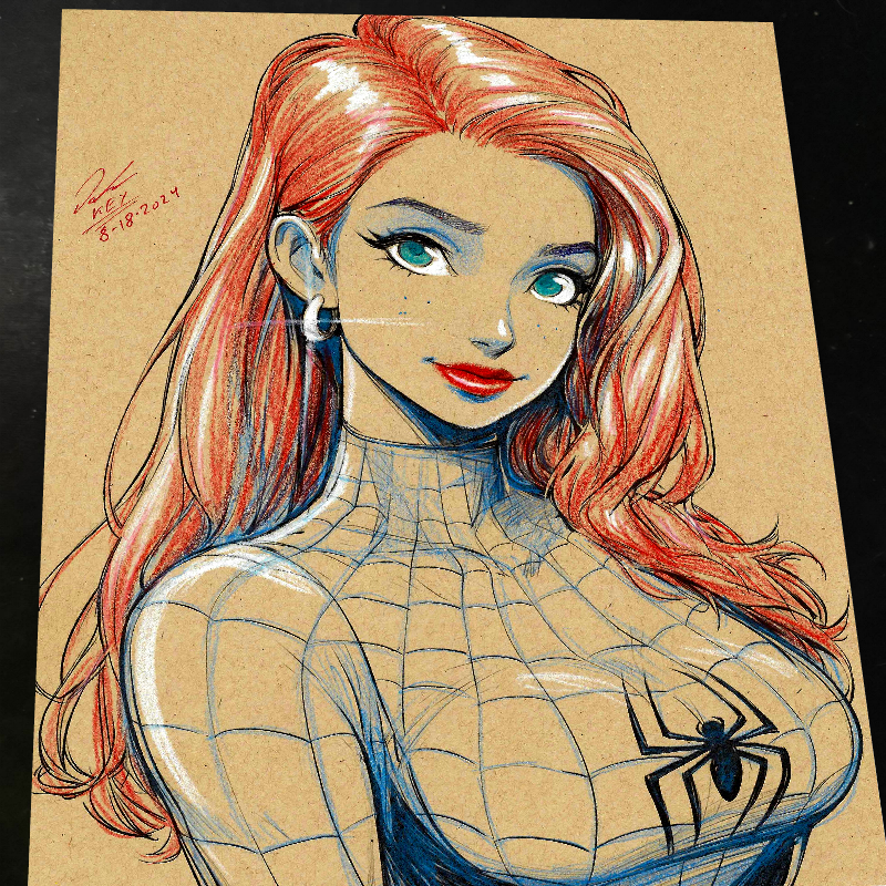 Mary Jane Watson Art Print Signed 8.5x11 | Art by Keyeske